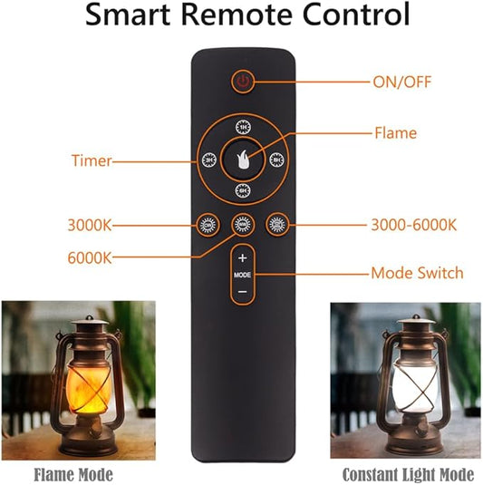 Lantern LED Battery Powered Camping Lamp Outdoor Hanging Rechargeable Lantern Flickering Flame Retro Lanterns Remote Control 4 Modes Light Non-Solar 2 Pack