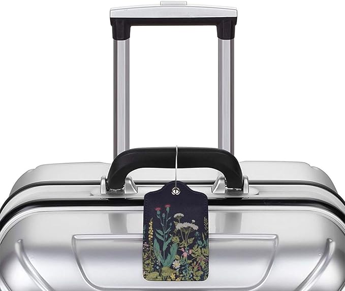 2 Pack Luggage Tags for Suitcase, Privacy Cover ID Label with Stainless Steel and Address Card for Travel Bag Backpack Cruise Ship Essentials Tag Women Girls - Vintage Dandelion Flower Floral