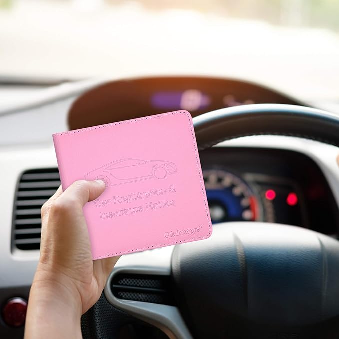 Wisdompro Small Car Registration and Insurance Documents Holder - Premium PU Leather Vehicle Glove Box Paperwork Wallet Case Organizer for ID, Driver's License, Key Contact Information Cards