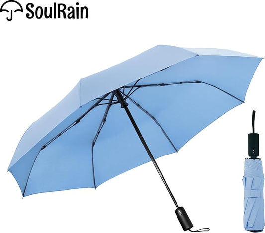 SoulRain Travel Umbrella - Compact Umbrella for Rain - Perfect Large Auto Folding Umbrella - Ideal Car umbrella, Small umbrella, and Travel Companion