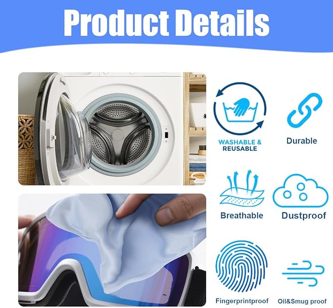 Microfiber Drawstring Bags, Multi-Size Soft Protective Pouches for Shoes, Ski Goggles, Sunglasses, Handbags & Camera Lenses