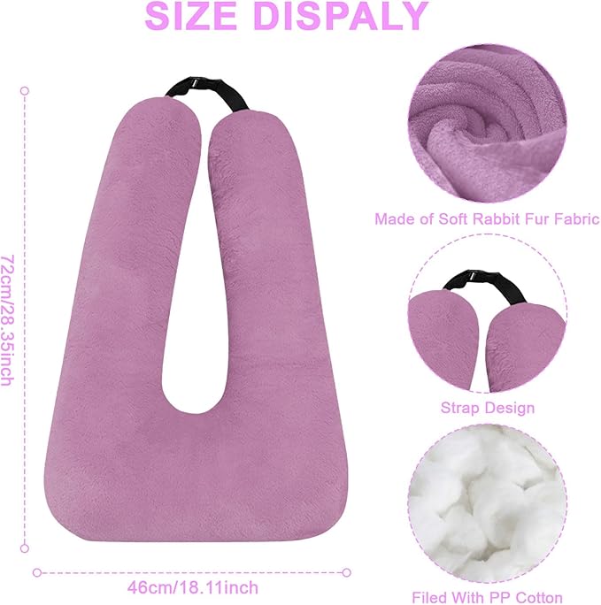 Travel Pillow, Travel Pillow for Kids, Sleeper Hold Pillow Travel, Removable U-Shaped Pillow for Adults and Children to Support Head and Body in The Back Seat of Long Car Trips(Pink Purple)