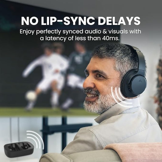 Avantree Ensemble - Wireless Headphones for TV Watching for Seniors with Clear Voice, Easy Setup & Charging Dock, 35H Play Time, Comfortable, Works with Optical, AUX & Bluetooth TVs