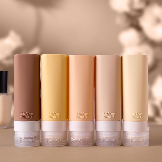 INSFIT Travel Bottles for Toiletries, TSA Approved 3oz Travel Size Containers, BPA Free Leak Proof Squeezable Silicone Tubes for Shampoo Conditioner Lotion Soap with Labels