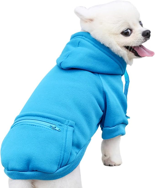 Jecikelon Winter Dog Hoodie Sweatshirts with Pockets Warm Clothes for Small Dogs Chihuahua Coat Puppy Custume Clothing (XX-Small, Y02-Blue)