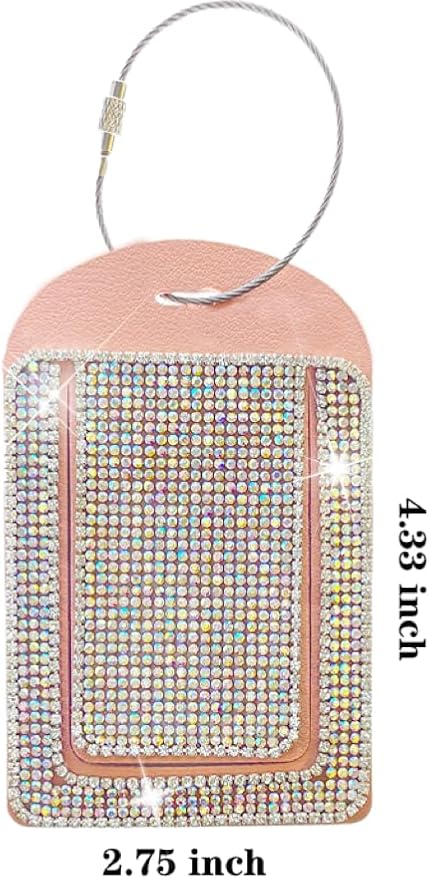 Glittering Pink Diamond Luggage Tag - Sparkling Rhinestone, Bling Baggage Identifier for Suitcases & Handbags & Backpack - Stylish Travel Accessory, 1 Pcs