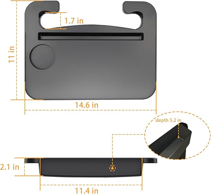 Steering Wheel Tray - 2 in 1 Car Seat Gap Filler Organizer, Multipurpose Table Tray for Eating, Drinking, Laptop
