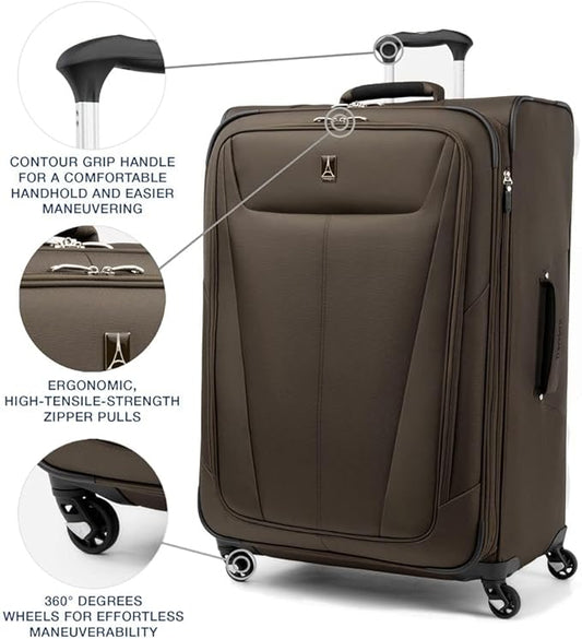 Travelpro Maxlite 5 Softside Expandable Checked Luggage with Spinner Wheels, Lightweight, 29-Inch — Mocha