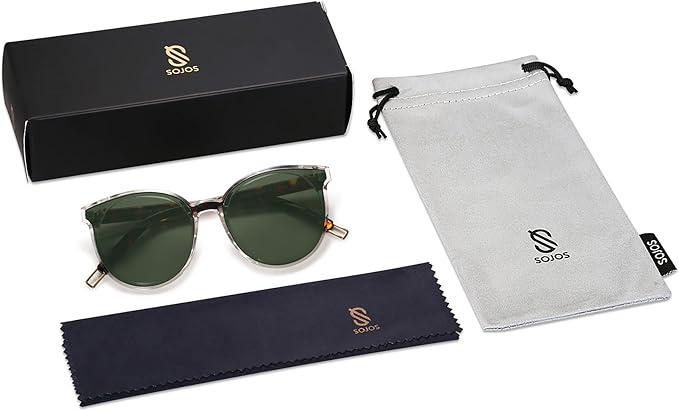 SOJOS Fashion Round Sunglasses for Women Men Oversized Vintage Shades SJ2057