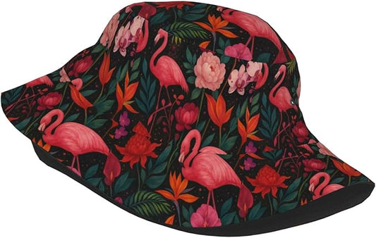 Unicorn and Pink Flower Fisherman Hat Summer Foldable UV Protection Sun Hat