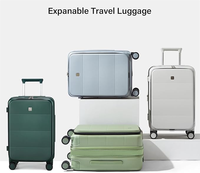 Hanke Hardside Expandable Carry On Luggage, 20 Inch Top Opening Trunk Luggages with Spinner Wheels, All-PC Hard Shell Carry-On Suitcase, Lightweight & TSA Airline Approved (Blackish Green, 46L)