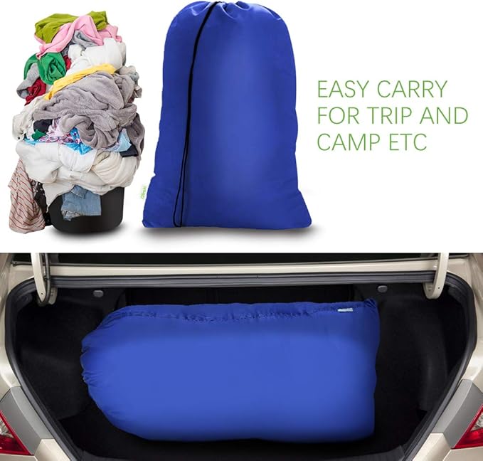 OTraki 24x32 Inch Laundry Bags XL Travel Laundry Bag Machine Washable Dirty Clothes Organizer with Drawstring Closure Heavy Duty Laundry Storage Bags for College Home Dorm, Blue