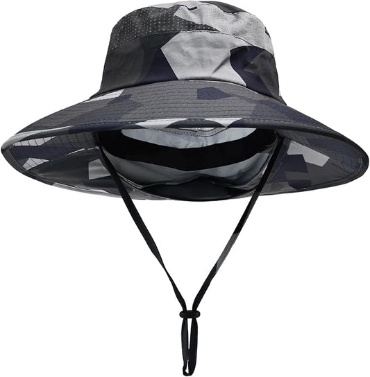 Sun Hats for Men Women Fishing Hat UPF 50+ Breathable Wide Brim Bucket Hats Summer UV Protection Safari Hat with Neck Flap