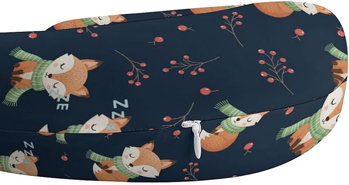 Women’s Travel Pillow U-Shaped Memory Foam Neck Rest, Cute Fox U-Shape, Washable Airplane Car Support
