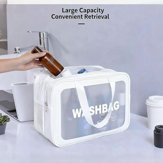 Travel Toiletry Bag for Women and Men, Matte Translucent Toiletry Waterproof Toiletry Bag, Makeup Cosmetic Organizer Bag for Travel Toiletries Accessories White