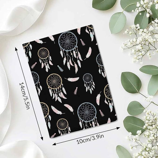 Dream Catcher Passport Holder for Travel Feathers Boho Style PU Leather Passport Cover Wallet Cute Passport Card Holder for Women and Men