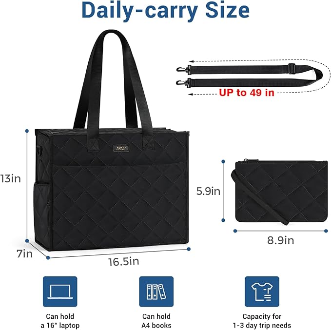 IBFUN Utility Tote Bag with 14/24 Pockets Zip Top Teacher Tote Bag for Teacher/Work Women