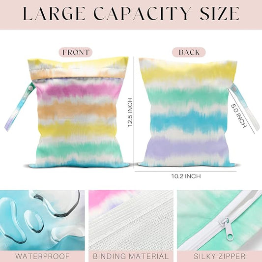 2 Pcs Wet Bag, Wet Dry Bag, Wet Bag for Swimsuit, Travel, Beach, Pool, Diapers, Dirty Yoga Gym Clothes, Toiletries, Makeup Bag, Eucalyptus Palm Leaves Print Tropical Plant Birthday Gift.