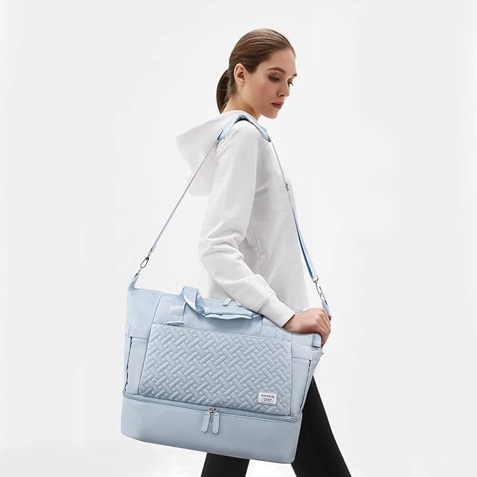 Duffle Bag for Travel, Weekender Bag with Shoe Compartment, Carry On Overnight Bag for Women with Toiletry Bag, Gym Bag with Wet Pocket, Hospital Bags for Labor and Delivery Beige