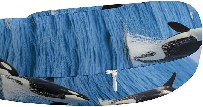 Funny Travel Neck Pillow Memory Foam U Shaped Cushion Orca Killer Whale, Washable Cover for Men Women Teens Airplane Car Sleep