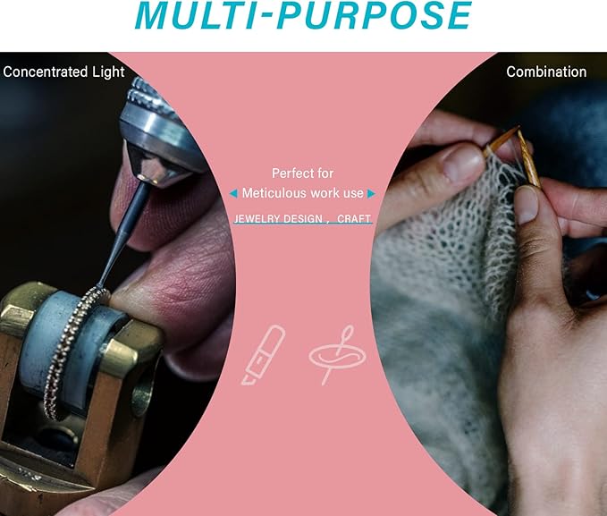 Vekkia Rechargeable LED Neck Reading Light, Book Lights for Reading in Bed, 3 Brightness Levels, Flexible Soft Silicone Arms Comfortable Wear, Long Lasting, Perfect for Craft & Knitting, Pink