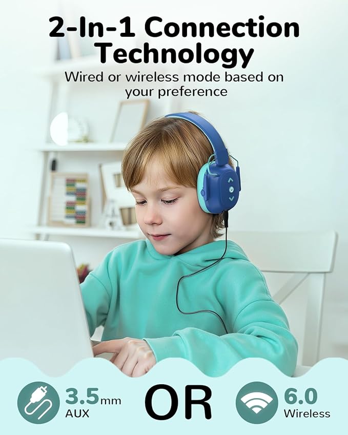 Kids Noise Cancelling Headphones, Sound Proof Ear Protection, 29dB SNR Noise Reduction Bluetooth 6.0 Earmuff, 94dB Lock - 80H Playtime, Hearing Protection for Autism, Shooting Gun Range Mowing (Blue)