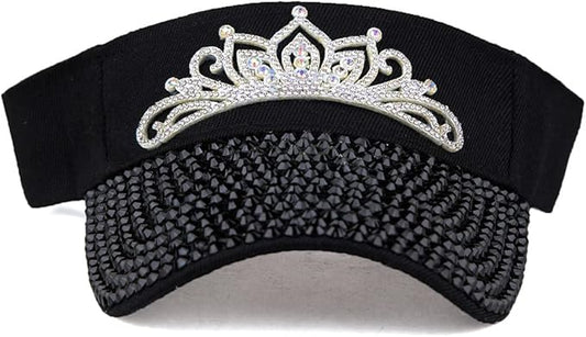 Sparkle Glitter Summer Rhinestone UPF 50+ Bling Ladies Sun Visor for Women Outdoor Sports Fashion Golf Hat