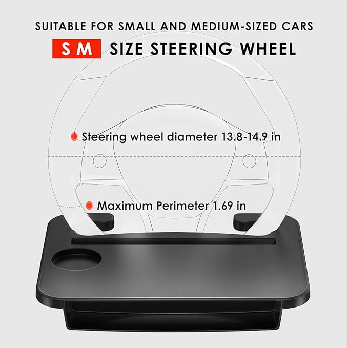 2-in-1 Steering Wheel Desk - Steering Wheel Tray Table with Seat Gap Filler Organizer | Car Food Tray for Driver | Car Desk for Laptop & Eating - Work Road Trip Essentials Accessories