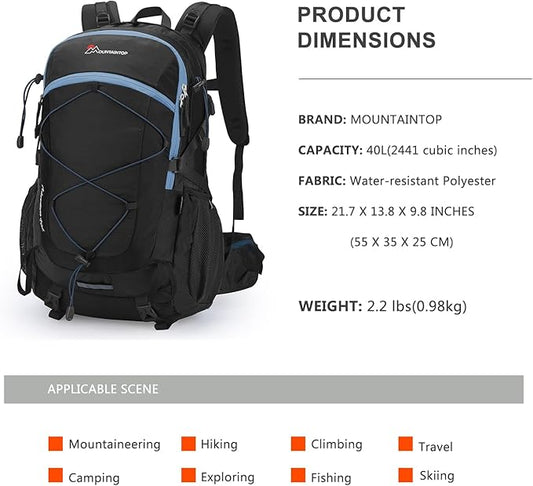 MOUNTAINTOP 25L/40L Hiking Backpack,Lightweight Travel Backpack for Men Women Outdoor Backpacking, Camping