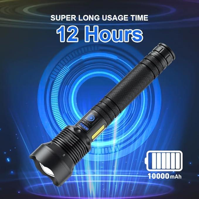 Cinlinso Rechargeable LED Flashlights High Lumens, 99,000 Lumens Super Bright Flash Light with 7 Modes, Powerful Handheld Waterproof Flashlights for Home Emergencies, IPX6 Waterproof