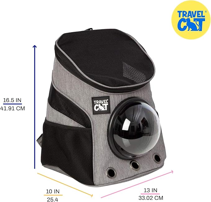 Fat Cat Backpack Carrier - Airline Approved Cat Carrier with Space Capsule Bubble for for Small Cats, Kitten - Premium Grey Heather Cat Carrier Backpack for Outdoor, Travel, Hiking, Pet Supplies