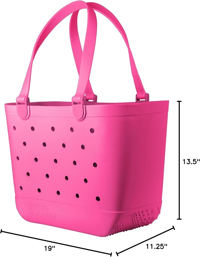 Simple Modern Extra-Large Beach Bag | Waterproof Getaway Rubber Tote with Zipper Pocket for Travel, Pool, Boat, Groceries, Sports | Malibu