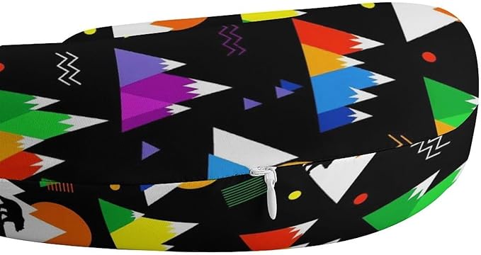 Travel Neck Pillow Memory Foam Chin Cushion Colorful Mountain Bear Black, Washable Cover for Men Women Youth Airplane Car Pain Relief