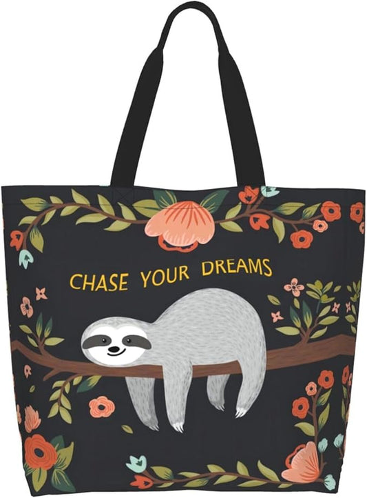 Large Tote Bag for Women Portable Beach Bag Reusable Grocery Bags Funny Gift Bag for Shopping Gym Travel