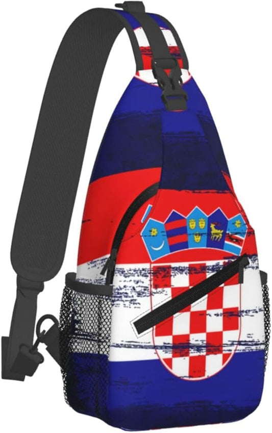 Croatia Flag Sling Bag Multipurpose Crossbody Sling Backpack Travel Cycling Hiking Shoulder Bag For Women Men