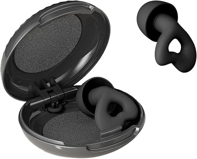 Ear Plugs for Sleeping Noise Cancelling Sleep Earplugs Reusable Silicone Hearing Protection Earplug, 45dB Noise Reduction, 4 Sized Earplug with Case, Apply to Live Events, Musicians, Sports(Black)