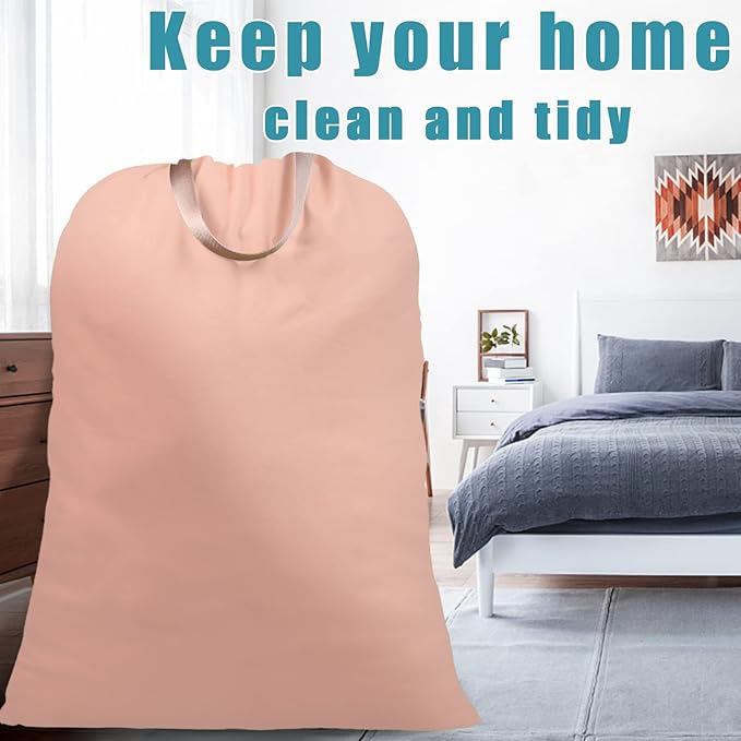 LOLOMLO Extra Large Canvas Laundry Bags with Handles & Drawstring Closure, Heavy Duty Tears Resistant Clothes Storage Travel Bags, Machine Washable Multi Use Laundry Bag liner for Laundry Hamper