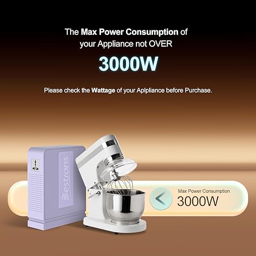 3000W Step Up Transformer 110v to 220v Converter, Heavy Duty Voltage Converter 110v to 220v with Dual Outlets, Overload Protection & Ultra-Quiet Design for Home Appliances, Light Purple