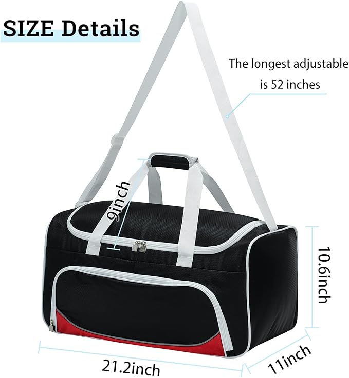 Mens Gym Bag 21 inch Large Overnight Weekender Duffle Bag for Travel Sport-White/Black