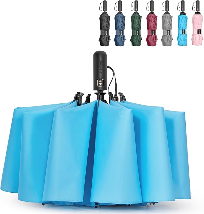 G4Free 42/46/54/62 Inch Large Golf Umbrella Compact Reverse Travel Umbrella 10 Ribs Windproof for Rain Double Canopy Automatic Open Close