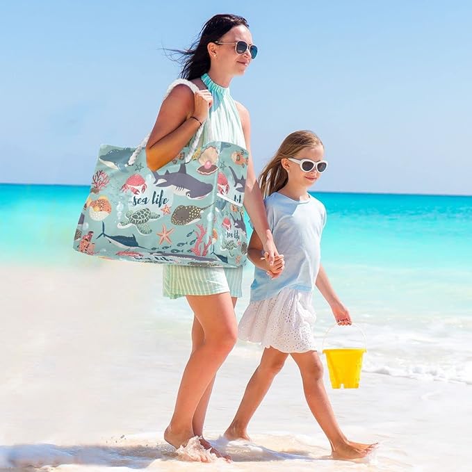 senya Large Beach Shoulder Bags Canvas Tote Water Resistant for Gym Travel Daily