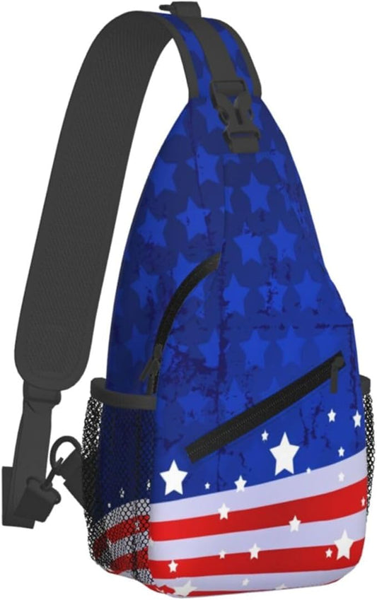 American Flag Sling Bag Multipurpose Crossbody Sling Backpack Travel Cycling Hiking Shoulder Bag For Women Men