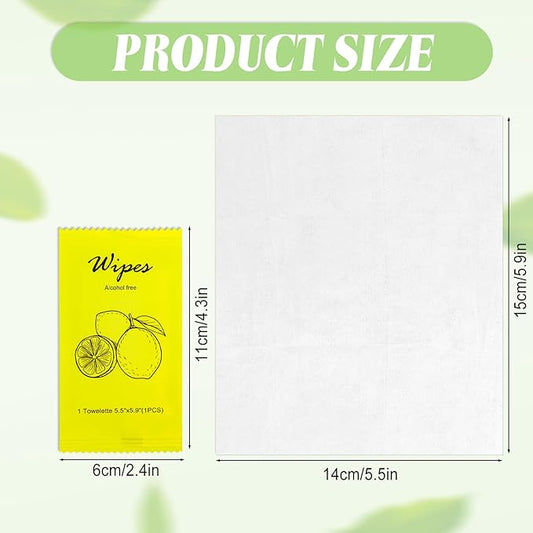Individual Hand Wipes Wet Wipes Travel Size,Wet Wipes Individually Wrapped Bulk Cleansing Travel Size Wipes for Wedding Travel Restaurant Barbecue (1 Count (Pack of 60), Lemon)