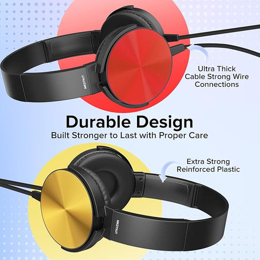 Bulk Headphones for Classroom School Student,24 Pack Durable Wired Kids On-Ear Earphones,3.5mm Plug for Computer,Kindle Fire,Chromebook,Laptop,Mobile Phone(HTC004,Colorful)
