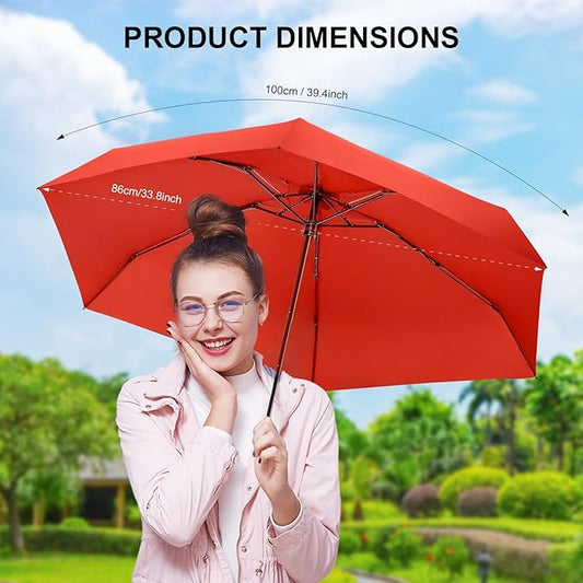 LEAGERA Compact Travel Umbrella with Case - Mini Umbrella for Purse, Small Lightweight &Tiny Design Perfect for Parasol Outdoor Sun&Rain Umbrellas