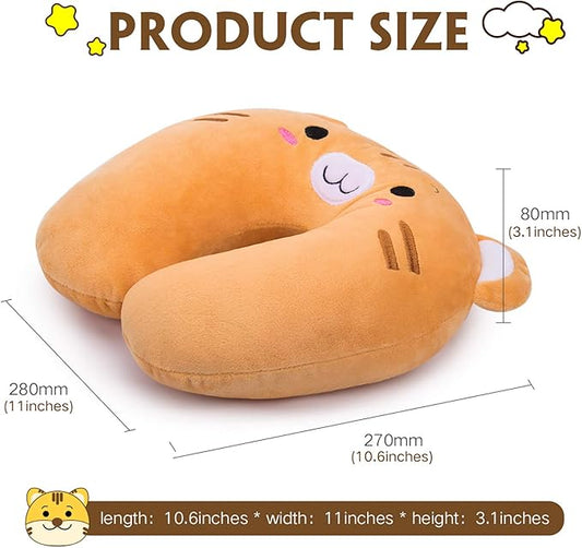 H HOMEWINS Travel Pillow for Kids,Toddler Neck Pillow Cute Animal Neck Head Chin Support Travel Accessories for Airplane, Car, Train,Recline(Cute Tiger)