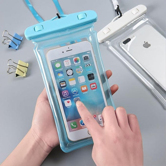 Sriyso Floatable Waterproof Phone Pouch- 7.2in Water Proof Cell Phone Case for Vacation Beach Pool Kayak Cruise Travel Essentials,Dry Bag with Lanyard for Most Models(Blue