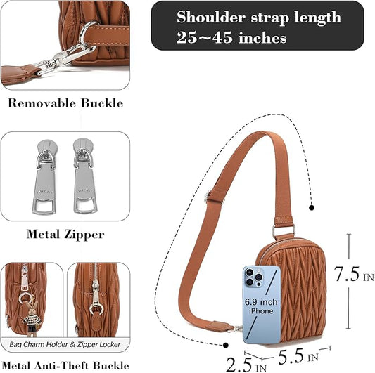INICAT Travel Small Crossbody Sling Bags Women Cross Body Purses Passport Holder Vegan Leather Fanny Packs Birthday Gifts
