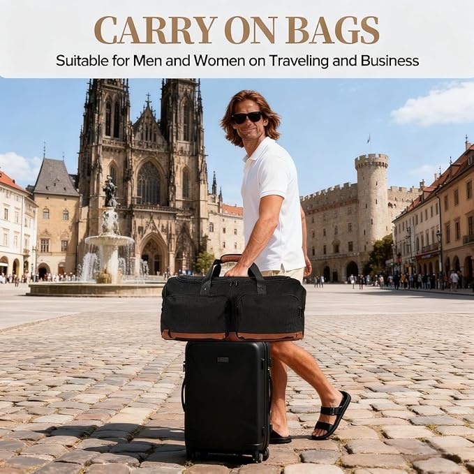 Ezday Duffle Bag for Travel, 55L Travel Duffel Bags, Weekender Overnight Carry on Travel Bag for Men & Women on Traveling, Camping, Sporting, Business (Black, 55L)