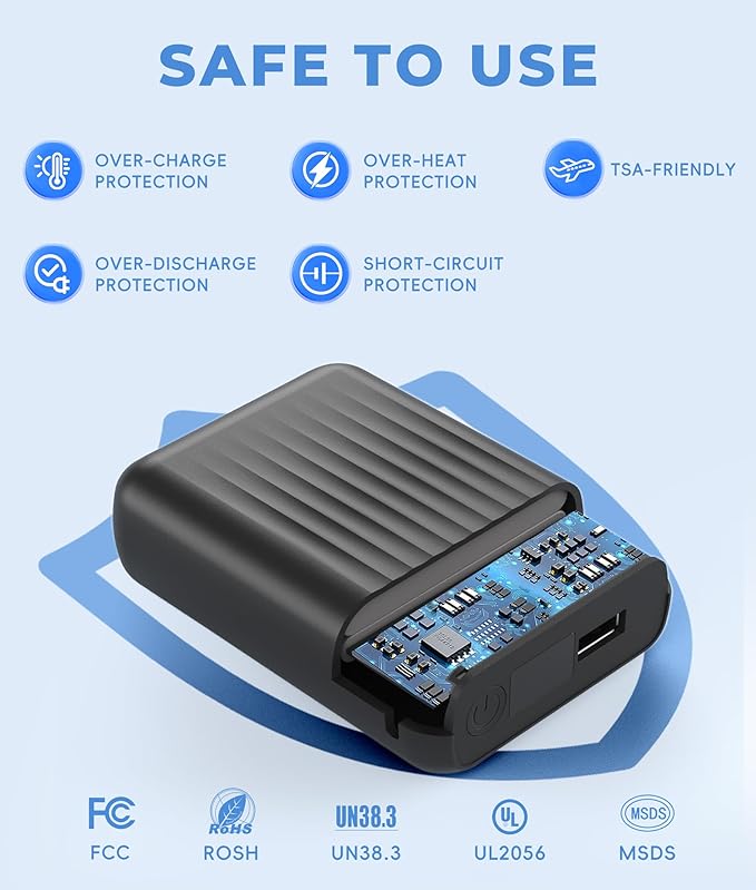 Topdot 12V/5V 2A 18400mAh Heated Jacket Battery Pack Compatible with SOLJIKYE, Wulcea, Genovega, Portable Power Bank for USB 5V Heated Vests, Jackets, Pants with Digital Display(NOT for 7.4V)